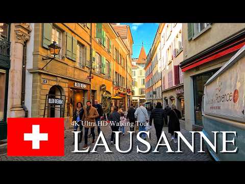 Lausanne, Switzerland 🇨🇭 | Autumn Walking Tour of the City on Lake Geneva in 4K Ultra HD 60fps