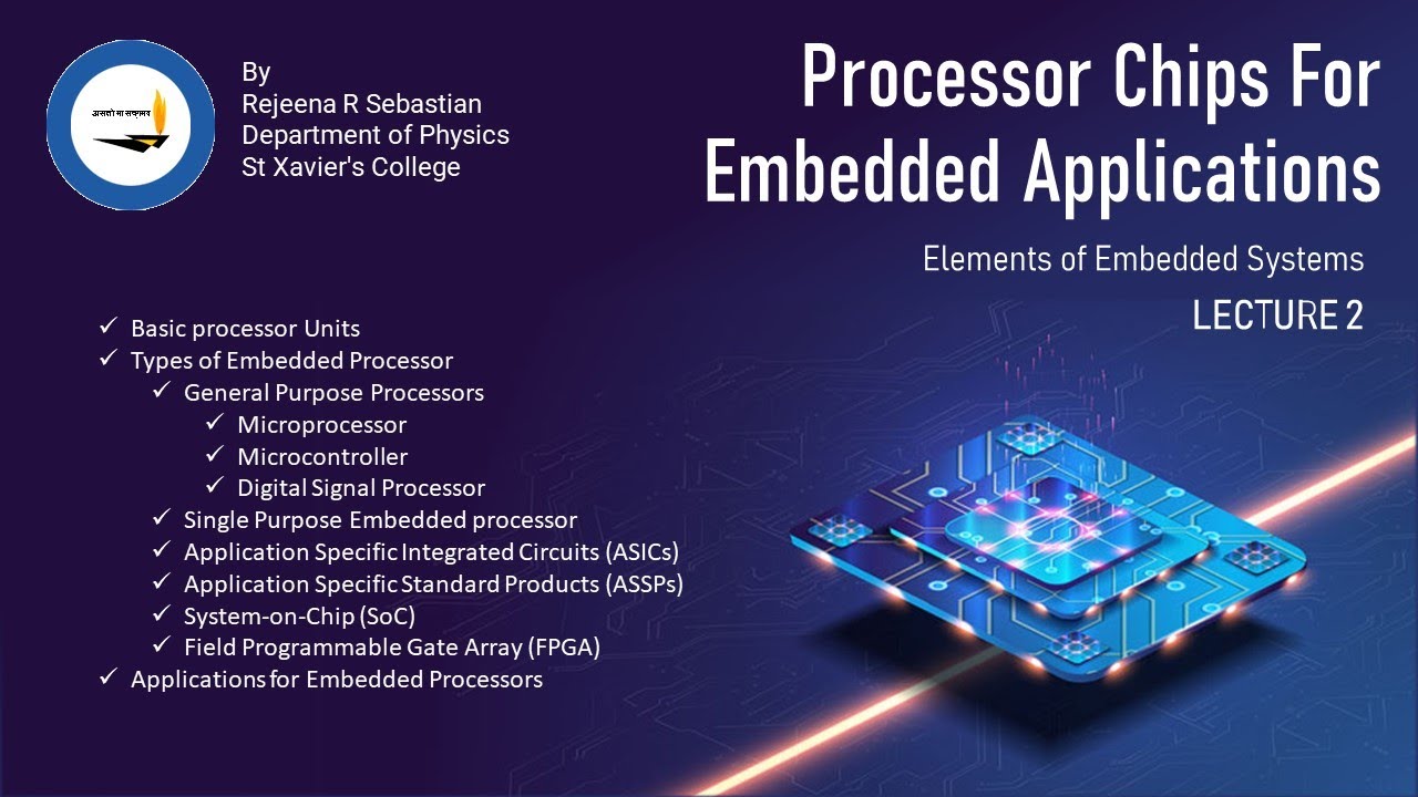 Elements of Embedded Systems | Lecture 2 | Processor Chips For Embedded Applications | MSc Physics