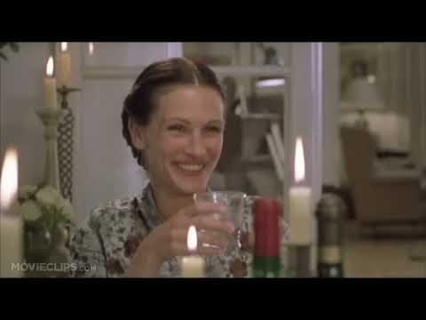 Notting Hill trailer frame — press conference room with reporters and raised hands