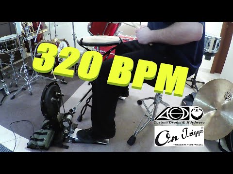 320 BPM single strokes double bass drumming (NO TRIGGER)