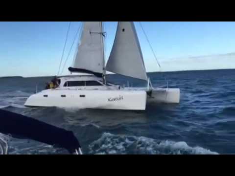 Catamaran sailing very fast 19+ knots