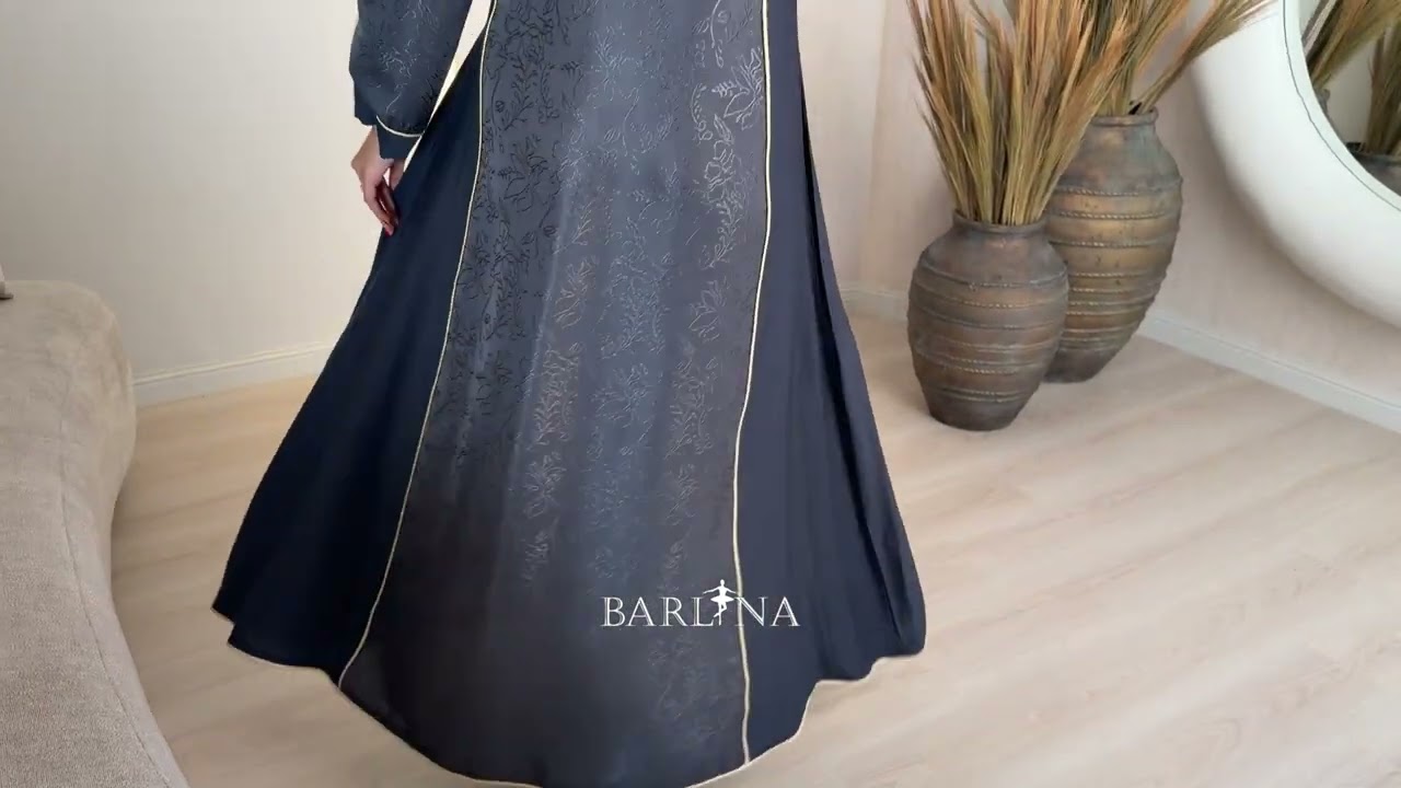 Gray jalabiya with patterned fabric - XXL