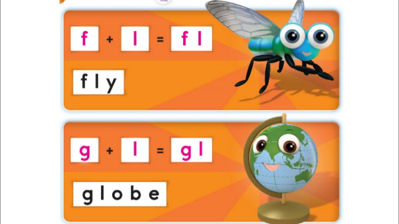 Oxford Phonics World student book level 4 - Consonant blends - disc 1 - unit 1 - fl gl - flag globe