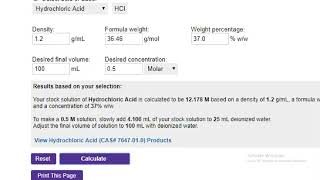 Preparing chemical solutions using the Sigma-Aldrich Mass Molarity calculator.