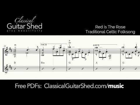 [Free Classical Guitar Music] Traditional - Red is the Rose