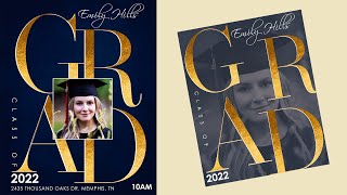 2022 Graduation Invitation Card Photoshop Tutorial | Flyer Design