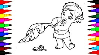Coloring Page Disney Princess Of The Pacific MOANA Markers Videos For Children Learn Colors