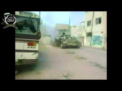 استهداف تحصينات قوات النظام في بلدة الديابية في ريف حمص بواسطة قذائف دبابة من قبل كتائب الفاروق