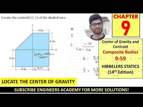 9-59 Centroid of Composite bodies or Shapes | Chapter 9 ( Hibbeler Statics 14th) Engineers Academy