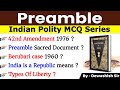 Preamble Of Indian Constitution MCQ Polity MCQ Marathon Polity MCQ Polity MCQ Dewashish Mcq