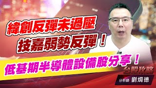 緯創反彈未過壓，技嘉弱勢反彈！低基期半導體設備股分享！｜台股攻略｜劉烱德 (圖)
