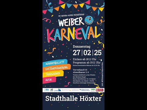 Weiberkarneval Höxter - Plakat aufhängen in Lütmarsen an der Scheune am Kreisel