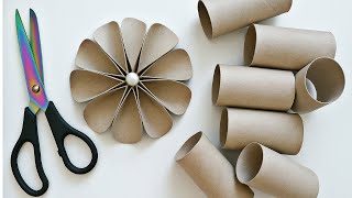 How to Make Lovely Paper Flower from Toilet Paper Rolls 🌼 Home Decor Craft Step-by-Step DIY Tutorial