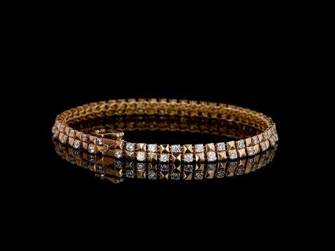 18k Rose Gold Diamond Tennis Bracelet (7.10 Inch) - FLBR-0178