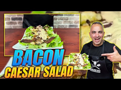 Ricetta Caesar Salad con Bacon | Ricetta estiva di Insalta con Pollo | Grigliare Duro