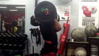 Coco- training for The static monsters. 120kg log for reps