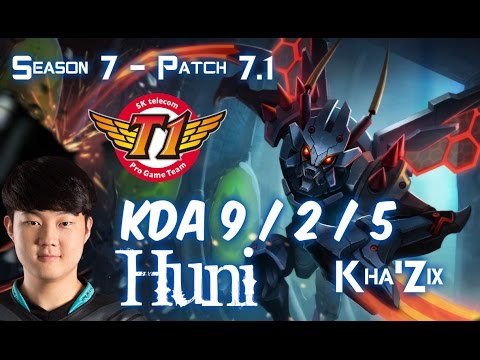 SKT T1 Huni KHA'ZIX vs ELISE Jungle - Patch 7.1 KR Ranked