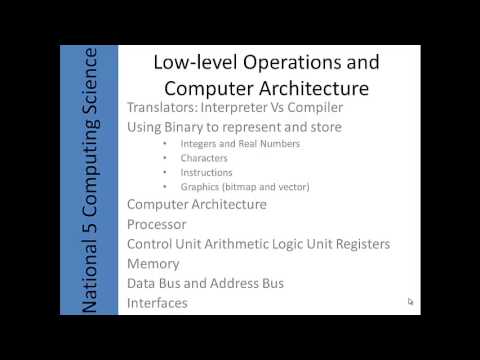 National 5 Computing Science Low Level Operations and Computer Architecture