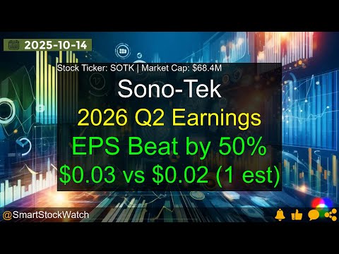 Sono-Tek (SOTK|$68.4M) - 2026 Q2 Earnings Analysis