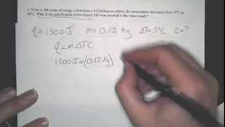 How to calculate specific heat: Example specific heat problems