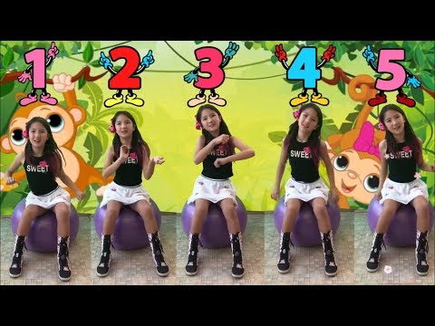 FUI CLONADA | Five Little Monkeys Jumping on the Bed - Action songs for children Learning Songs