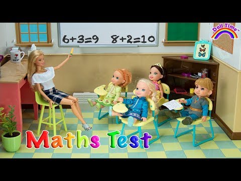 MATH Test ! Elsa and Anna toddlers at School!