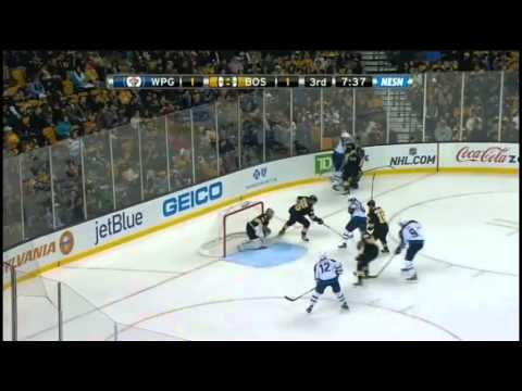 Milan Lucic hits Mark Stuart then Dustin Byfuglien drops Lucic {Dual-Feed}