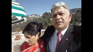 preview picture of video 'Aruna & Hari Sharma in Mussoorie Jaypee Manor Hotel with Dr Ashok Chauhan Nov 29, 2012'