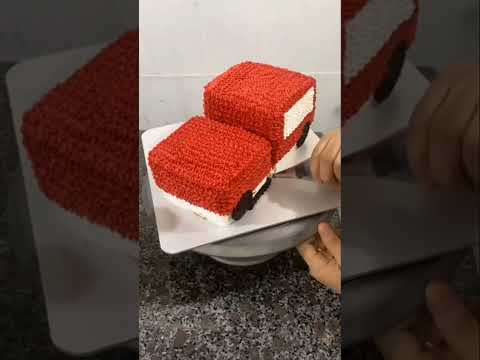 The  Method For Decorating A Cake In The Shape Of A Fire Truck #cake #shorts  #cakedecorating #baker