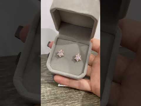 Подарок девушке Серьги гвоздики "Алмазные капли" медзолото 18К с цирконами в бархатной коробочке - фото 1 - id-p2024575206