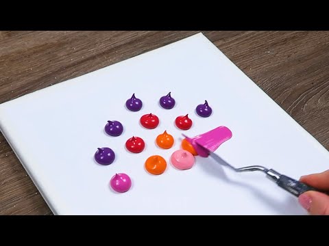 How to Draw Easy Pink sunset Painting Tutorial｜Satisfying Acrylic Painting