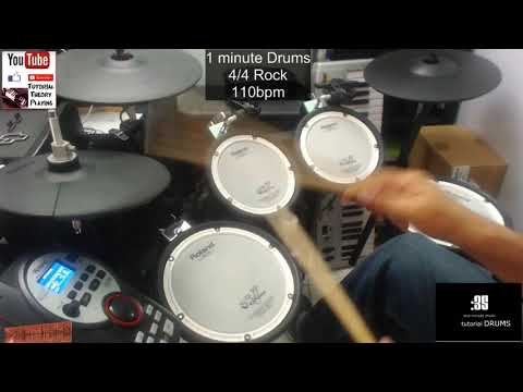 Rock 110bpm 4x4  1 minute Drums