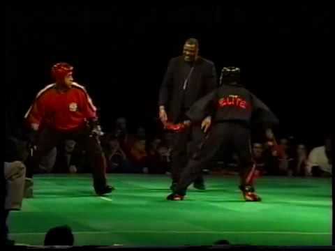 Jerry Fontanez vs Jessie Wray fighting at 1999 Charlie Lee Nationals Karate Tournament