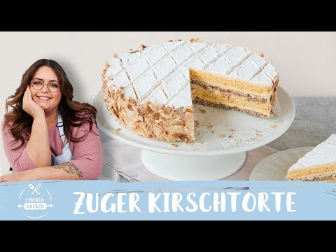 Zuger Kirschtorte | Kirschtorte Zuger Art | Rezept mit Kirschwasser 😋 I Einfach Backen