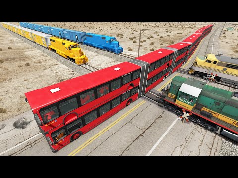Long Articulated Bus Accident on Rail #42 - Beamng.Drive | Dancing Cars