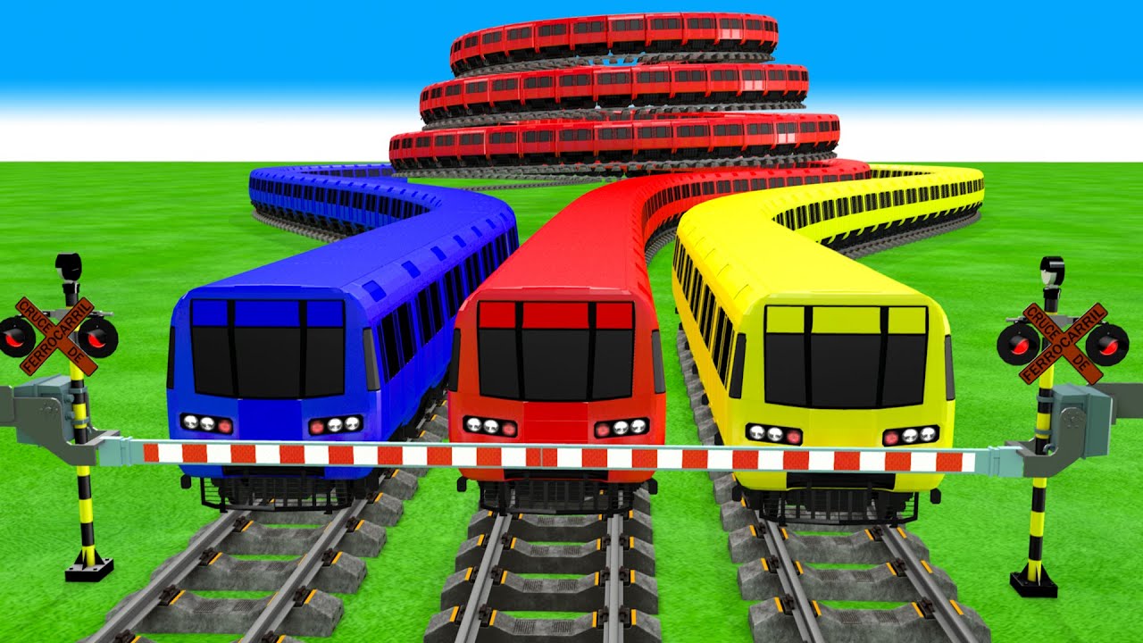 【踏切アニメ】あぶない電車 3 TRAIN Climbing Pynamid | Fumikiri 3D Railroad Crossing Animation #1