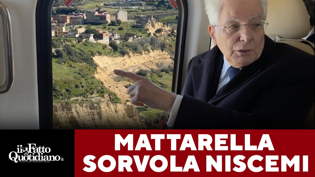 Mattarella a Niscemi, il sorvolo sulla frana e il sopralluogo: “So che è difficile. Noi ci siamo”