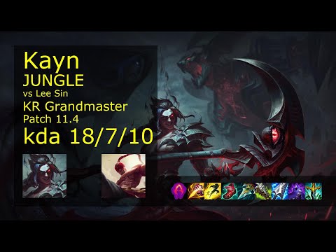 Kayn vs Lee Sin Jungle - KR Grandmaster 18/7/10 Patch 11.4 Gameplay // [롤] 케인 vs 리 신 정글