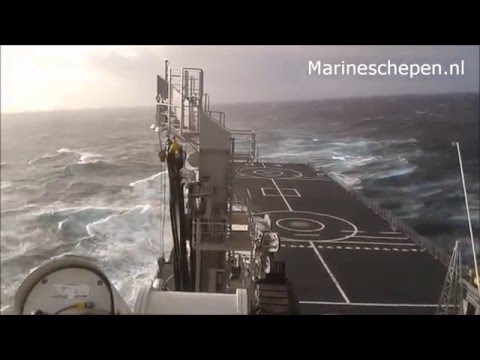 HNLMS Karel Doorman (A833) di tengah badai