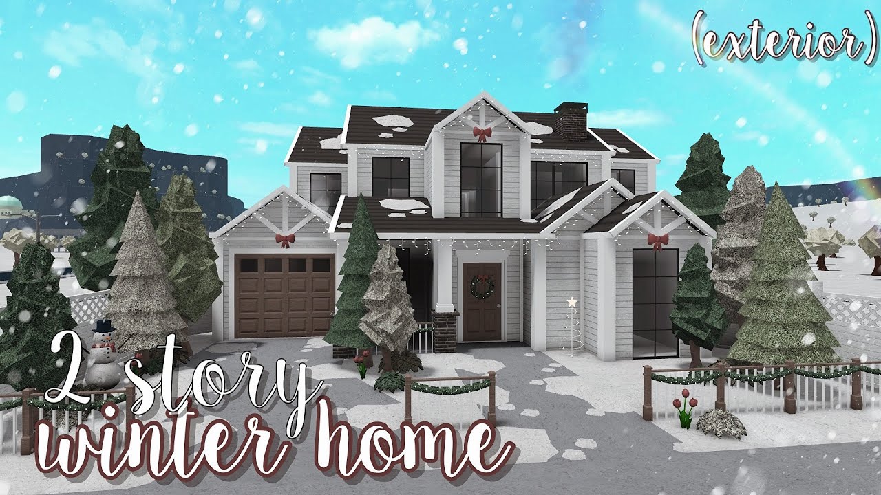 2 story christmas winter home (exterior) ୨୧ | bloxburg speedbuild | luminto
