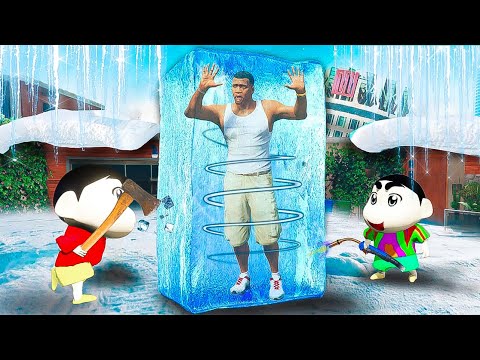 Shin Chan & Franklin, Iron Man, Hulk Freezes in Coldest ICE in GTA in Telugu | Dhanu Dino