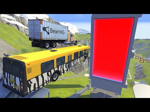 Heavy Vehicle High Speed Car Jump In Vertical Red Slime Pool Crash - BeamNG.drive High Speed Jump