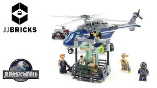 YouTube thumbnail: Lego Jurassic World set 75928 Blue's Helicopter Pursuit - Lego Speed Build