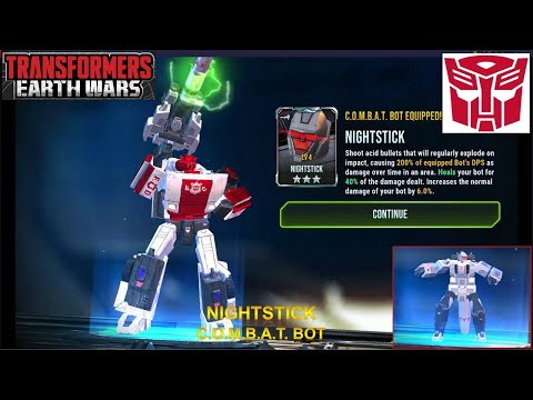 [*/\*] Transformers Earth Wars - Unlock Autobot C.O.M.B.A.T. Bot NIGHTSTICK (3 STAR) and Gameplay