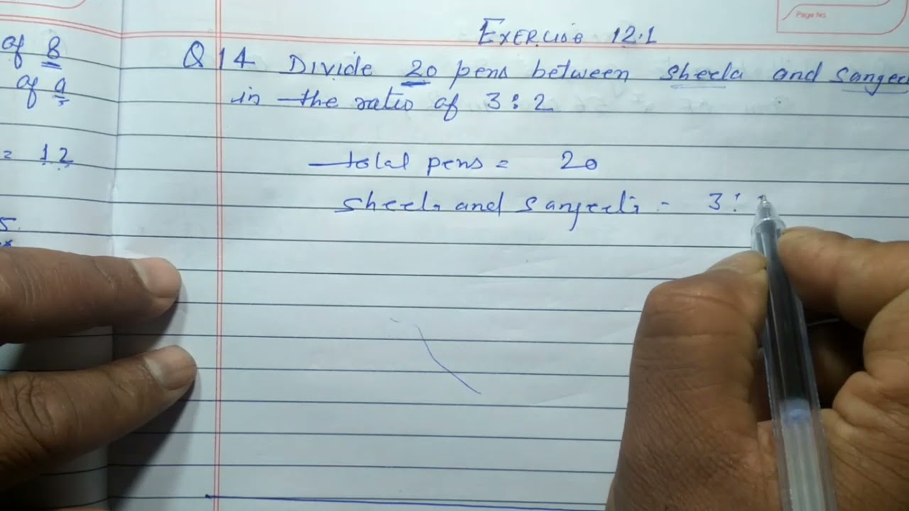 Class 6 - Exercise 12.1 - Q 14 | Divide 20 pens between sheela and sangeeta in the ratio of 3 : 2