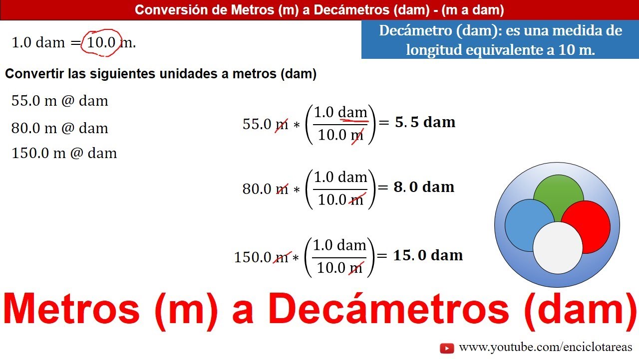 METROS A DECAMETROS (m a dam) - CONVERSIONES