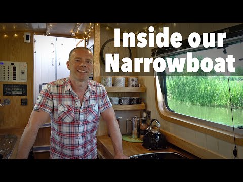 A Tour Inside Our Canal Narrowboat Home. Tiny Off-Grid Houseboat! Ep. 107
