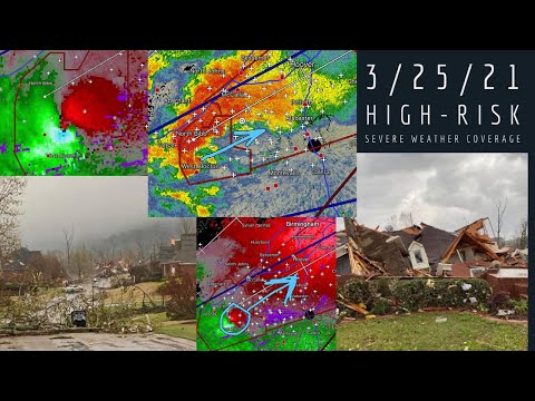 3/25/2021 - LIVE  Coverage - High-Risk Tornado Outbreak ! Greensboro, Alabama  Destructive Tornado!