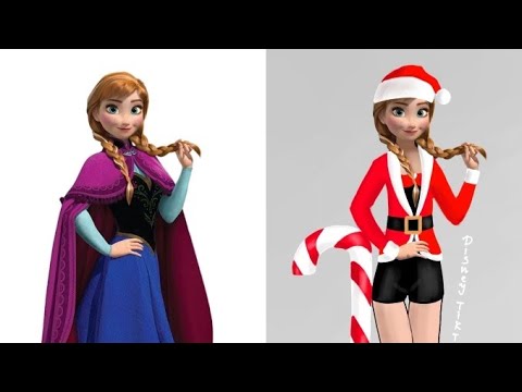 Elsa Vs Anna in Merry Christmas Disney Princess Glowup Tiktok Cartoon Art Mix #38