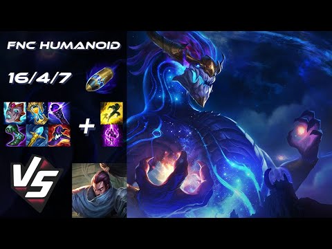Fnatic Humanoid MID Aurelion Sol vs Yasuo [QUADRAKILL] - EU Challenger Patch 14.6